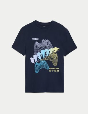 Pure Cotton Gaming Print T-Shirt  (6-16 Yrs)