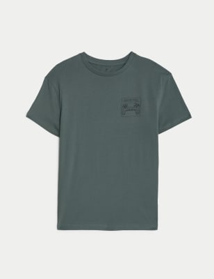 

Boys M&S Collection Pure Cotton Gaming T-Shirt (6-16 Yrs) - Dark Sage, Dark Sage