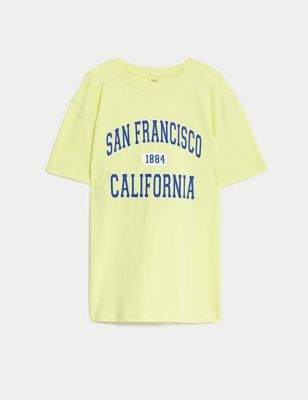 M&S Boys Pure Cotton San Francisco T-Shirt (6-16 Yrs) - 6-7 Y - Yellow, Yellow