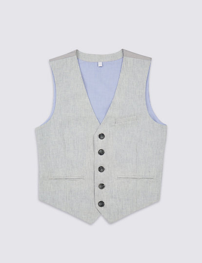Grey Linen Blend Waistcoat (3-16 Years)