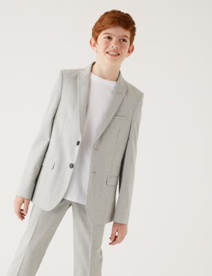 

Boys M&S Collection Checked Suit Jacket (6-16 Yrs) - Light Grey, Light Grey