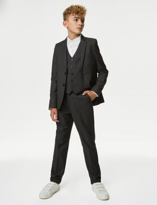 M&S Boys Plain Suit Trousers (6-16 Yrs) - 7-8 Y - Charcoal, Charcoal
