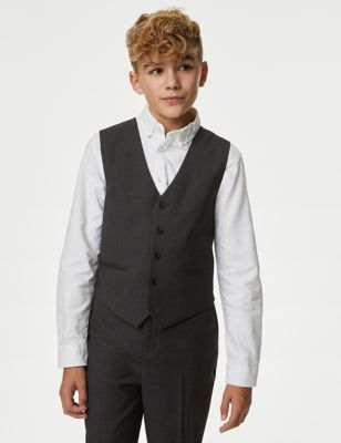 M&S Boy's Mini Me Suit Waistcoat (6-16 Yrs) - 6-7 Y - Charcoal, Charcoal