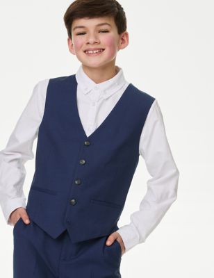M&S Boy's Regular Fit Waistcoat (2-16 Yrs) - 7-8 Y - Indigo, Indigo