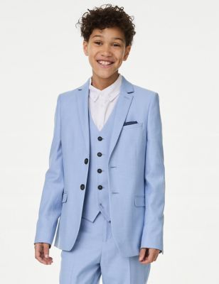 M&S Boys Suit Jacket (2-16 Yrs) - 15-16 - Light Blue, Light Blue