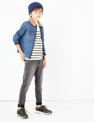 Dž&iacute;nov&aacute; bunda z&nbsp;čist&eacute; bavlny s&nbsp;l&iacute;mcem z&nbsp;uměl&eacute; kože&scaron;iny (3&ndash;16&nbsp;let)