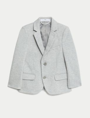 M&S Boys Cotton Blend Jacket (2-18 Yrs) - 7-8 Y - Grey, Grey,Navy