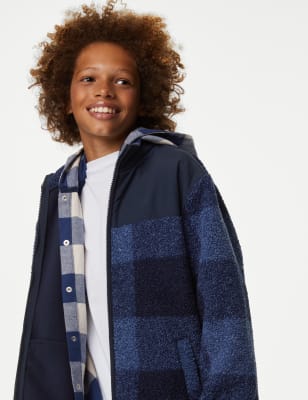 

Boys M&S Collection Borg Checked Bomber (6-16 Yrs) - Dark Blue, Dark Blue