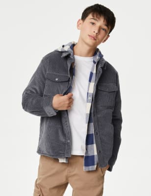 M&S Boys Cord Shacket (6-16 Yrs) - 7-8 Y - Dark Pewter, Dark Pewter