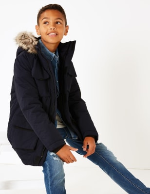 Parka z&nbsp;uměl&eacute; kože&scaron;iny s&nbsp;kapuc&iacute; (3&ndash;16&nbsp;let)