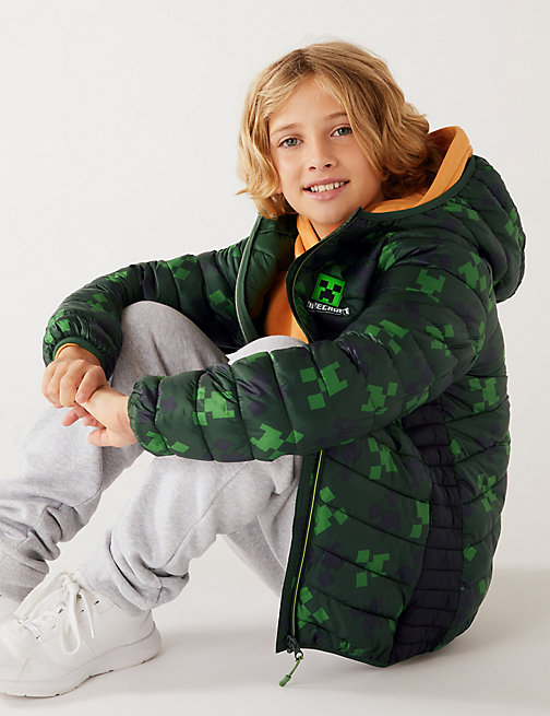 Marks And Spencer Boys M&S Collection Stormwear Minecraft Padded Jacket (6-16 Yrs) - Black Mix