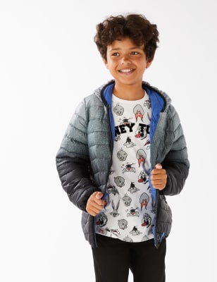 Marks And Spencer Boys M&S Collection Stormwear Lightweight Padded Ombre Jacket (6-16 Yrs) - Grey Mix, Grey Mix