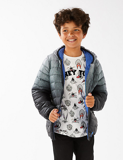 Marks And Spencer Boys M&S Collection Stormwear Lightweight Padded Ombre Jacket (6-16 Yrs) - Grey Mix