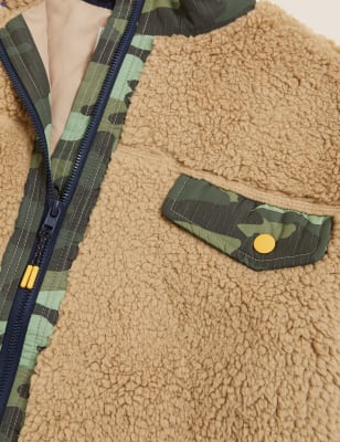 

M&S Collection Jacke aus Teddy-Fleece mit Camouflage-Muster (6-3 J.) - Natural Mix, Natural Mix