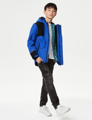 

Boys M&S Collection Waterproof Fleece Lined Jacket (6-16 Yrs) - Blue Mix, Blue Mix