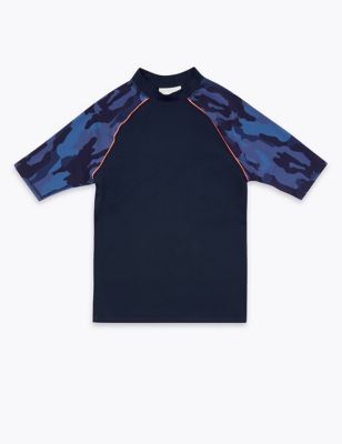 T-shirt de bain à manches longues et imprimé camouflage (du 6 au 16 ans) - Navy