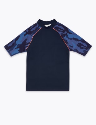 T-shirt de bain à manches longues et imprimé camouflage (du 6 au 16 ans) - Navy