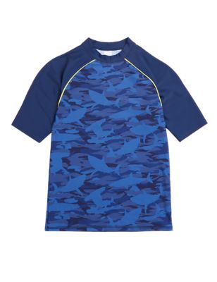 M&S Boys Shark Camouflage Rash Vest (6-16 Yrs)