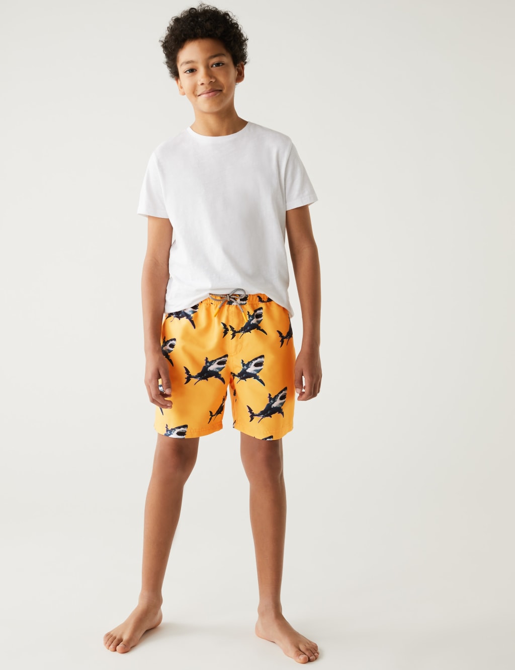 Shark Print Swim Shorts (6-16 Yrs) image 1