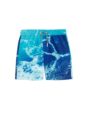 

Boys M&S Collection Wave Print Swim Shorts (6-16 Yrs) - Blue Mix, Blue Mix