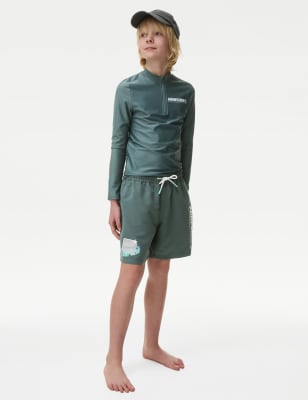 M&S Boy's Minecraft Swim Shorts (6-16 Yrs) - 7-8 Y - Dark Sage, Dark Sage