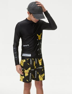 M&S Boy's Pokmon Swim Shorts (6-16 Yrs) - 7-8 Y - Black Mix, Black Mix