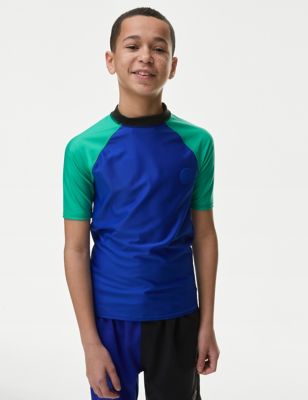 M&S Boys Colour Block Rash Vest (6-16 Yrs) - 12-13 - Multi, Multi