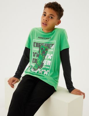 

Boys M&S Collection Pure Cotton Minecraft™ Sequin Top (6-16 Yrs) - Green, Green