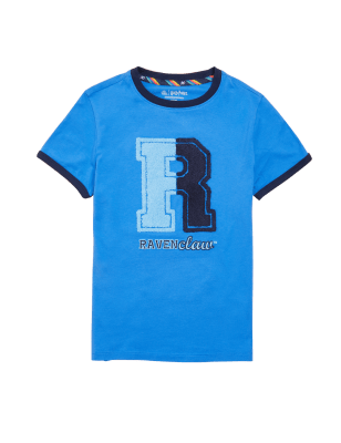 Boys,Unisex,Girls M&S Collection Harry Potter™ Pure Cotton House T-Shirt (2-16 Yrs) - Blue