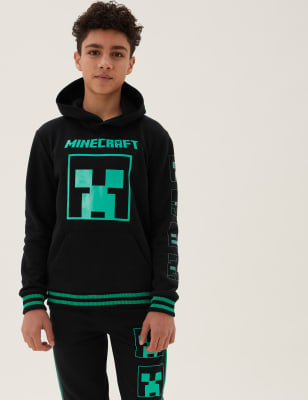 

M&S Collection Hoodie mit hohem Baumwollanteil und Minecraft™-Motiv (6-16 J.) - Black, Black
