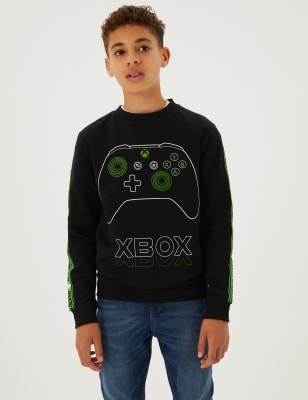 

M&S Collection Sweatshirt mit hohem Baumwollanteil und Xbox™-Motiv (6-16 J.) - Black, Black