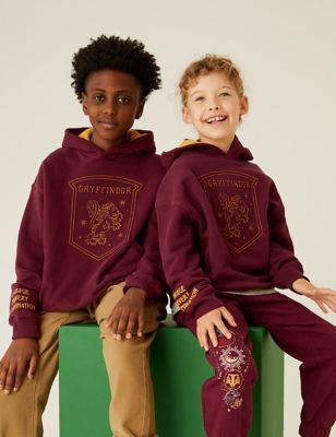 Marks And Spencer Boys,Unisex,Girls M&S Collection Cotton Rich Harry Potter House Hoodie (6-16 Yrs) - Red, Red
