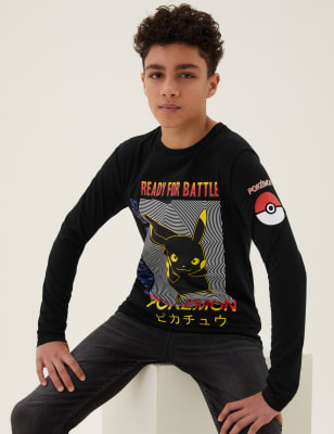

M&S Collection Oberteil aus reiner Baumwolle mit Pokémon™-Motiv (6-16 Jahre) - Black, Black