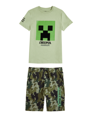 

M&S Collection Conjunto 100% algodón con parte de arriba y de abajo de Minecraft™ (6-16 años) - Khaki Mix, Khaki Mix