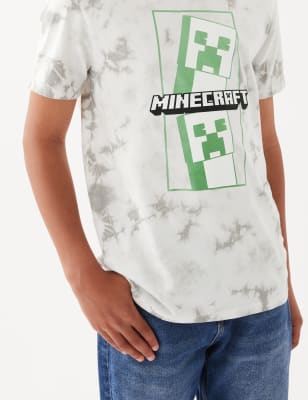 

M&S Collection Camiseta 100% algodón de espacio teñido de Minecraft™ (6-16 años) - Black Mix, Black Mix