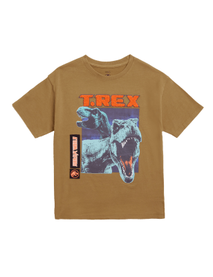 

M&S Collection T-Shirt aus reiner Baumwolle mit Jurassic World™-Motiv (6-16 J.) - Brown Mix, Brown Mix