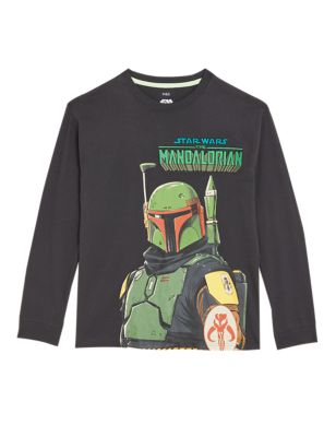 Boys M&S Collection Pure Cotton Star Wars™ The Mandalorian™ Top (6-16 Yrs) - Carbon