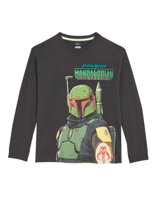 Boys M&S Collection Pure Cotton Star Wars™ The Mandalorian™ Top (6-16 Yrs) - Carbon