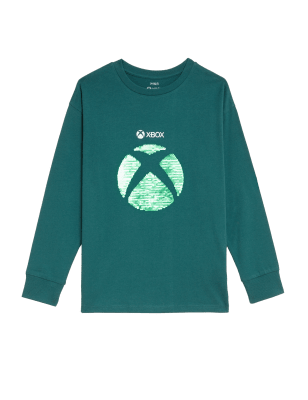 

Boys M&S Collection Pure Cotton Reversible Sequin Xbox™ Top (6 - 16 Yrs) - Petrol Green, Petrol Green