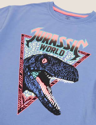 

M&S Collection T-Shirt aus reiner Baumwolle mit Jurassic World™-Motiv (6-16 J.) - Lilac Mix, Lilac Mix