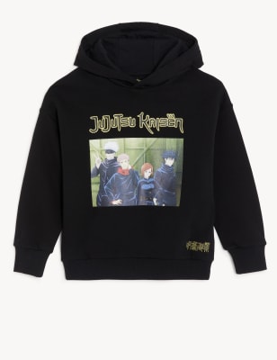 

M&S Collection Hoodie mit hohem Baumwollanteil und Jujutsu Kaisen™-Motiv (6-16 J.) - Black, Black