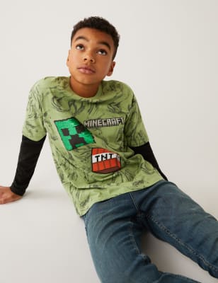 

Boys M&S Collection Pure Cotton Minecraft™ Top (6-16 Yrs) - Khaki Mix, Khaki Mix