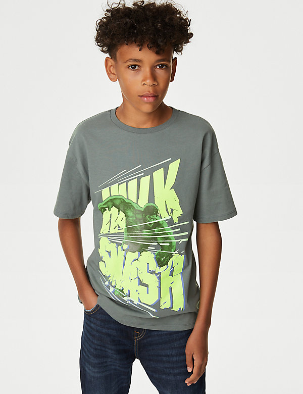 חולצת טי מכותנה טהורה עם הדפס Hulk™‎ (16-6 שנים) - IL