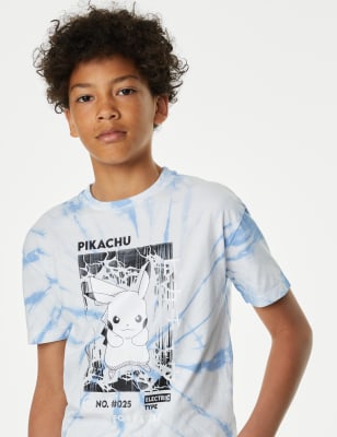 

Boys M&S Collection Pure Cotton Pokémon™ Tie Dye T-Shirt (6-16 Yrs) - Blue Mix, Blue Mix