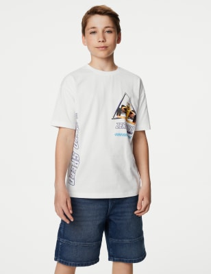 

Boys M&S Collection Pure Cotton Motor Racing Print T-Shirt (6-16 Yrs) - White, White