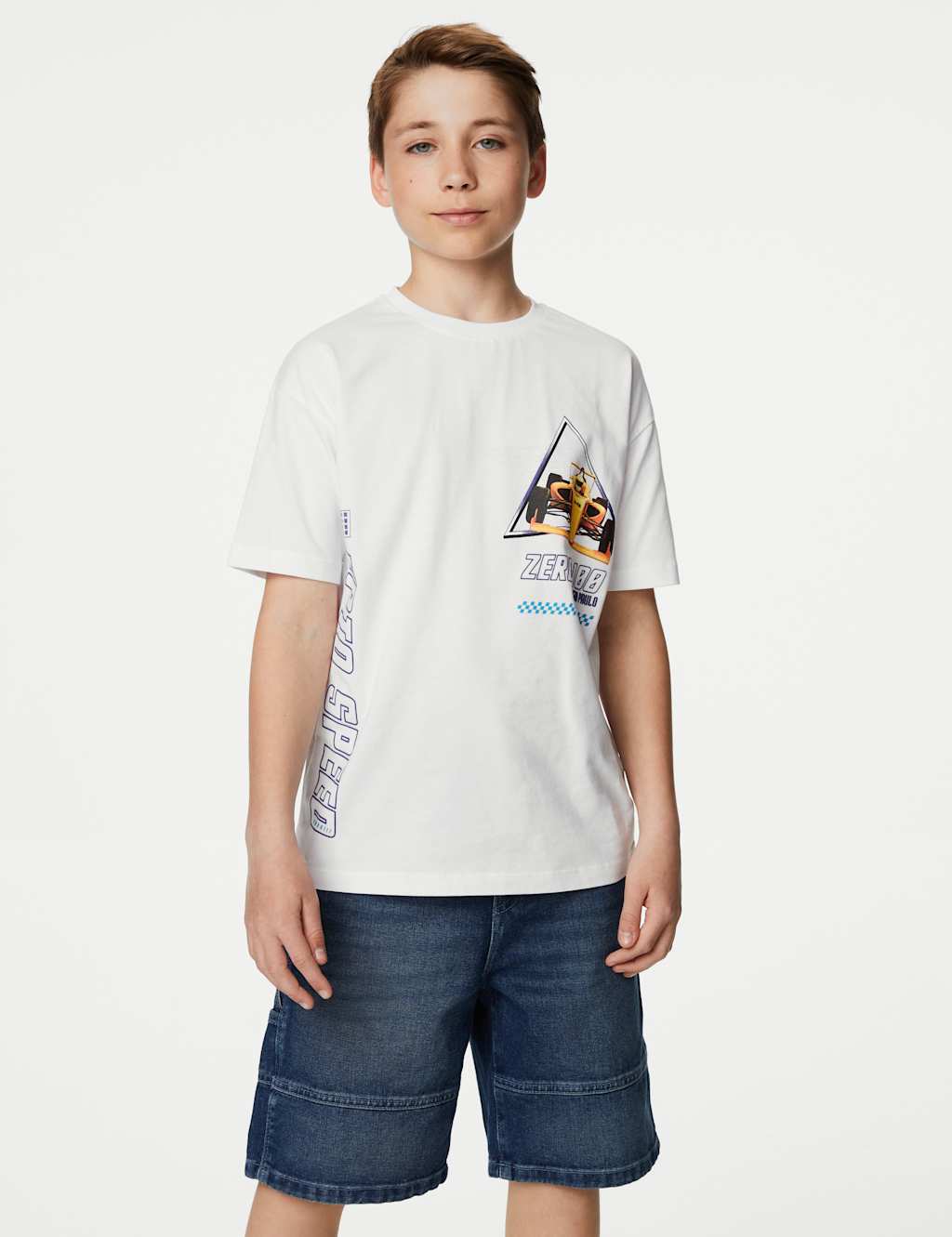 Pure Cotton Motor Racing Print T-Shirt (6-16 Yrs) image 1