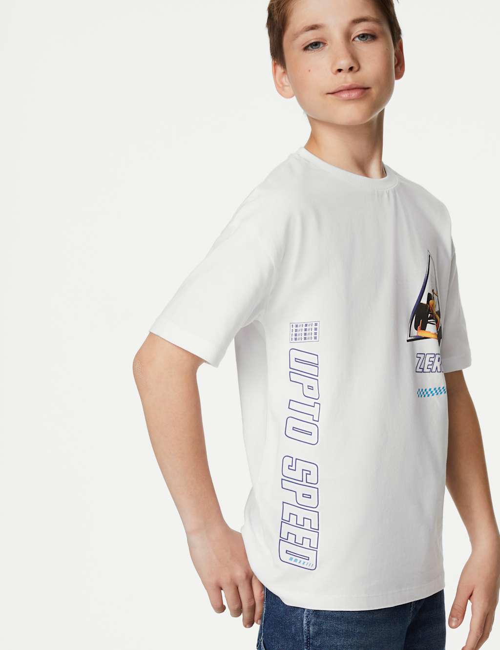 Pure Cotton Motor Racing Print T-Shirt (6-16 Yrs) image 2