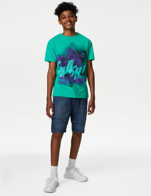 

M&S Collection T-Shirt aus reiner Baumwolle mit Marvel™ Hulk-Motiv (6-16 Jahre) - Green, Green