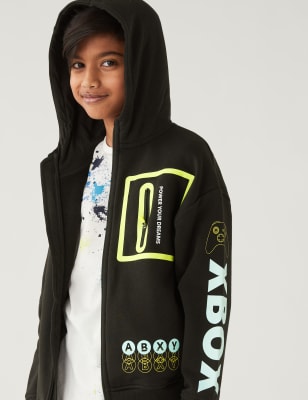

Hoodie mit hohem Baumwollanteil, Reißverschluss und Xbox™-Motiv (6-16 J.) - Black Mix, Black Mix