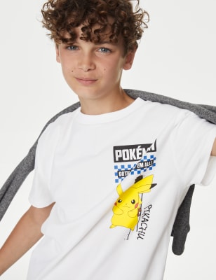 

M&S Collection T-Shirt aus reiner Baumwolle mit Pokemon™ Motiv (6-16 Jahre) - White Mix, White Mix